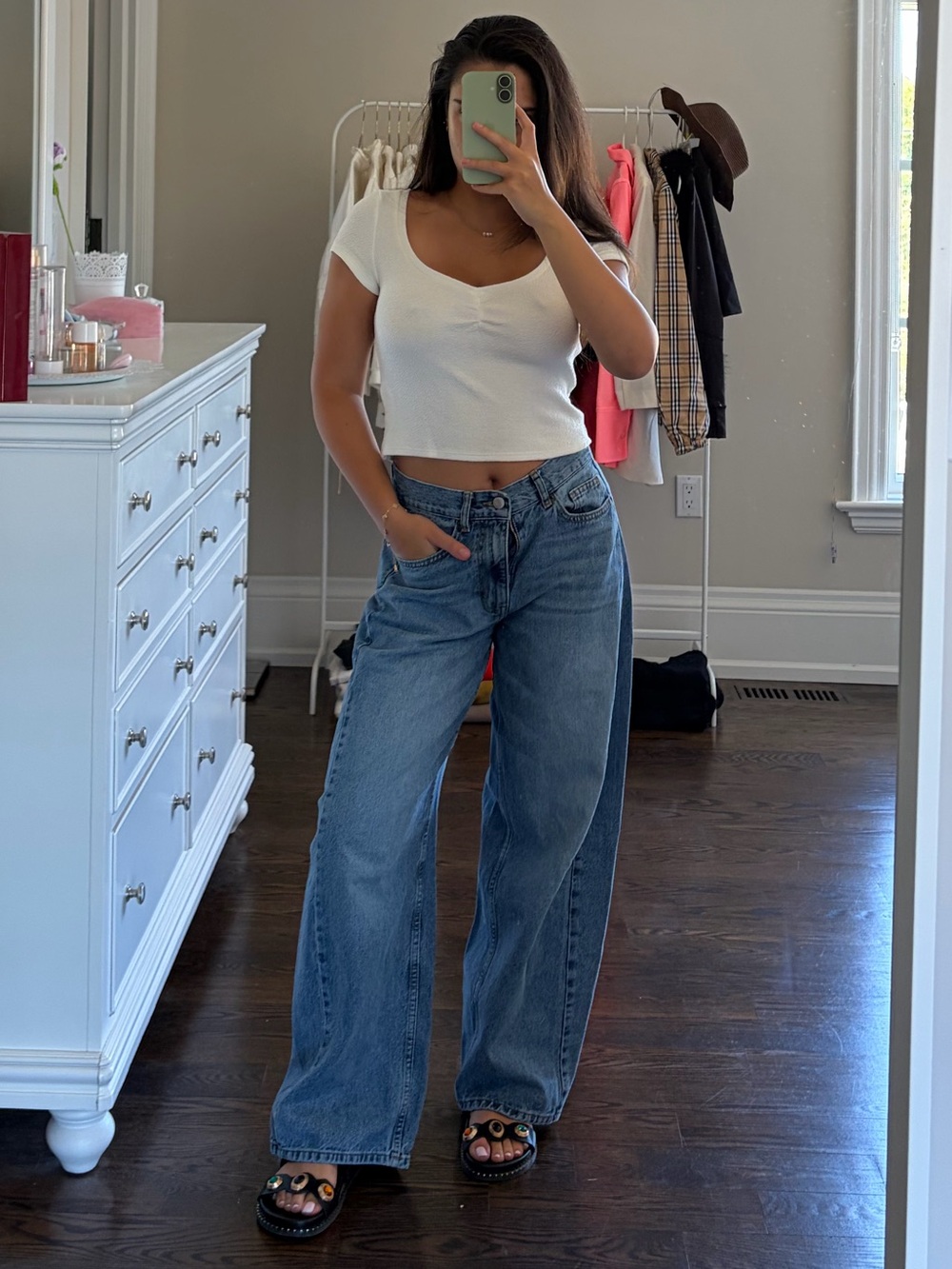 Anthropologie White Crop Scoop-Neck Top